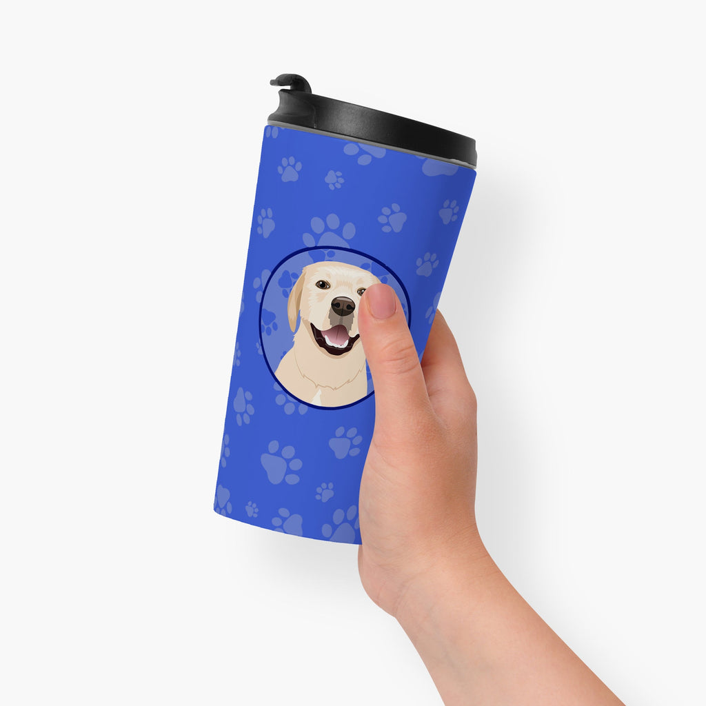 Labrador Retriever Yellow #2  Stainless Steel 16 oz  Tumbler Blue Insulated Tumbler with Lid, Cute Travel Cup for Coffee, Cocktails, Gift Men, Dad, Women, Mother