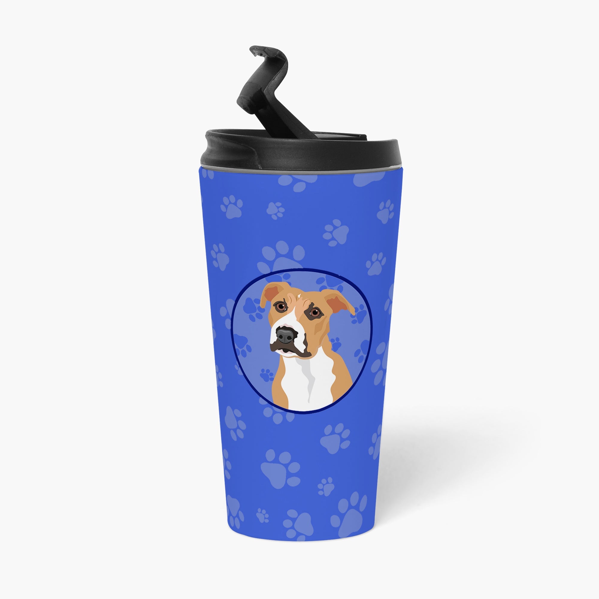Pit Bull Fawn #3  Stainless Steel 16 oz  Tumbler Blue Insulated Tumbler with Lid, Cute Travel Cup for Coffee, Cocktails, Gift Men, Dad, Women, Mother