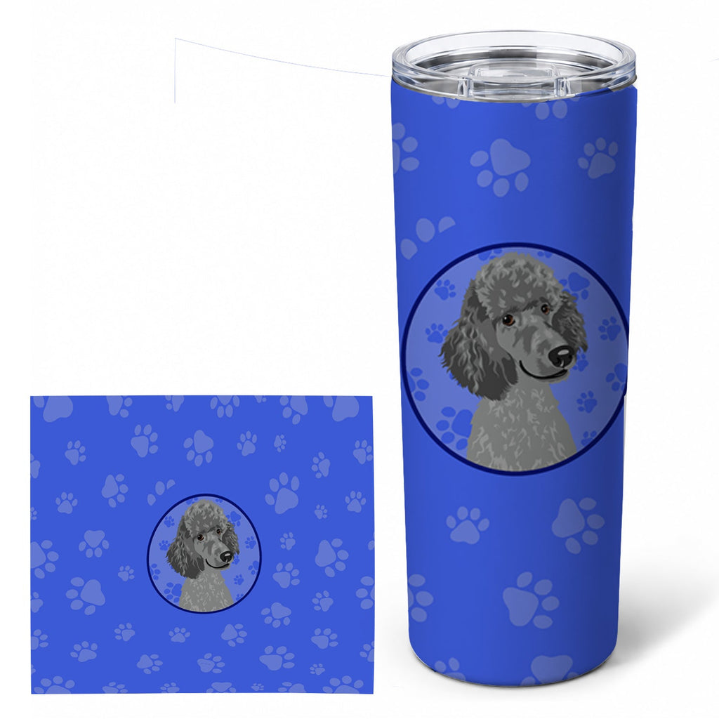 Poodle Standard Gray  Stainless Steel Skinny Tumbler 20 oz Vacuum Double Walled Reusable Insulated Travel Cup