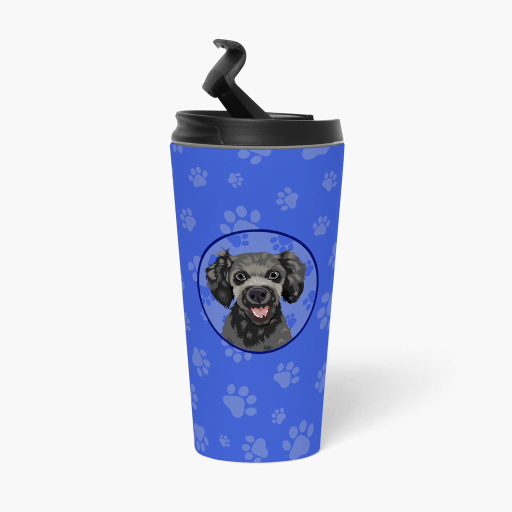 Poodle Toy Grey  Stainless Steel 16 oz  Tumbler Blue Insulated Tumbler with Lid, Cute Travel Cup for Coffee, Cocktails, Gift Men, Dad, Women, Mother