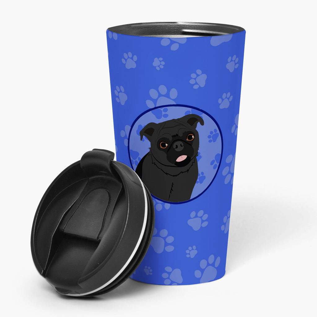 Pug Black #1  Stainless Steel 16 oz  Tumbler Blue Insulated Tumbler with Lid, Cute Travel Cup for Coffee, Cocktails, Gift Men, Dad, Women, Mother