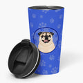 Pug Fawn #5  Stainless Steel 16 oz  Tumbler Blue Insulated Tumbler with Lid, Cute Travel Cup for Coffee, Cocktails, Gift Men, Dad, Women, Mother