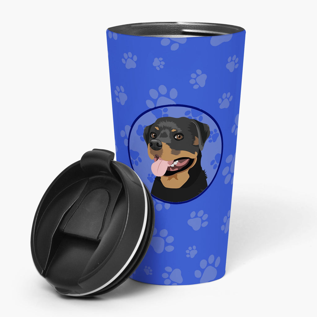Rottweiler Black and Tan #1  Stainless Steel 16 oz  Tumbler Blue Insulated Tumbler with Lid, Cute Travel Cup for Coffee, Cocktails, Gift Men, Dad, Women, Mother