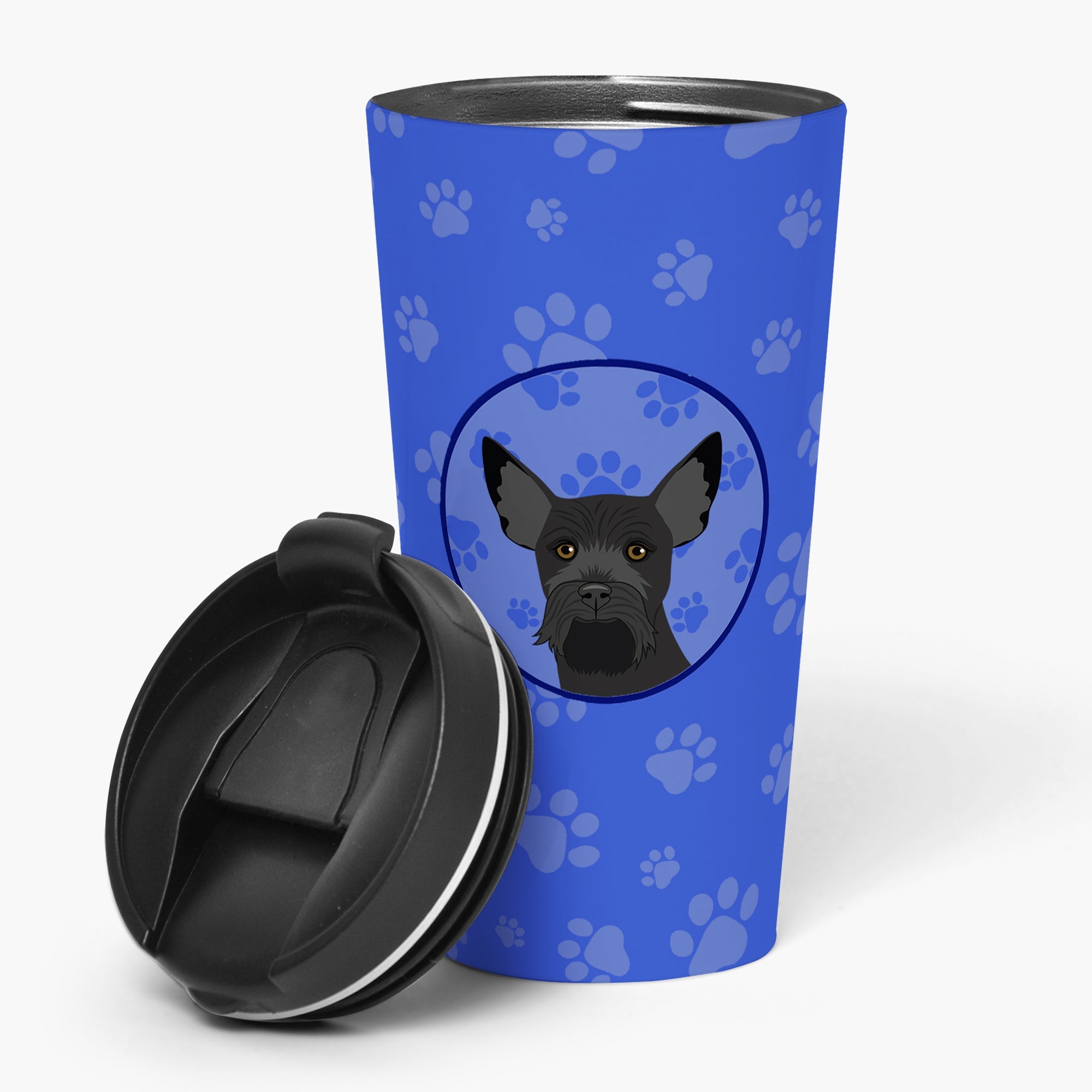 Schnauzer Black #2  Stainless Steel 16 oz  Tumbler Blue Insulated Tumbler with Lid, Cute Travel Cup for Coffee, Cocktails, Gift Men, Dad, Women, Mother