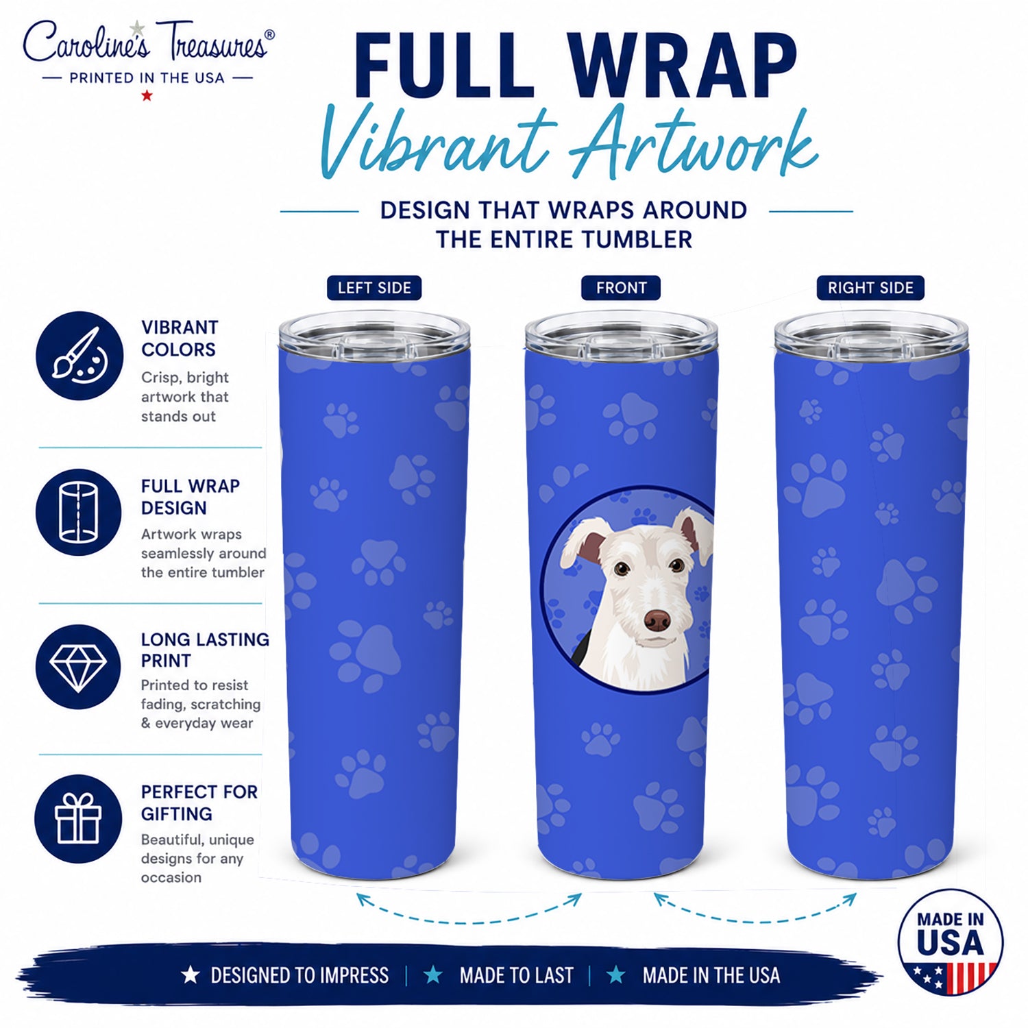 Schnauzer Parti  Stainless Steel Skinny Tumbler 20 oz Vacuum Double Walled Reusable Insulated Travel Cup