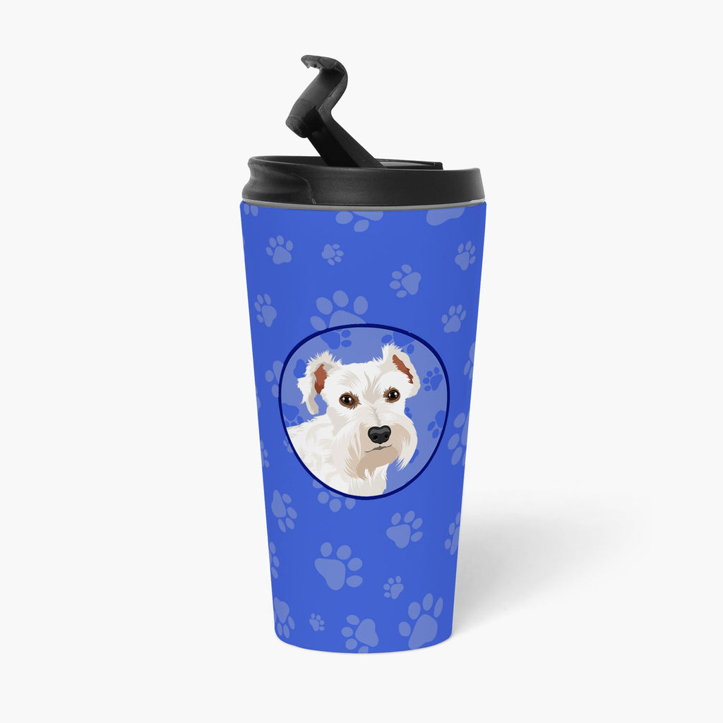 Schnauzer White #1  Stainless Steel 16 oz  Tumbler Blue Insulated Tumbler with Lid, Cute Travel Cup for Coffee, Cocktails, Gift Men, Dad, Women, Mother