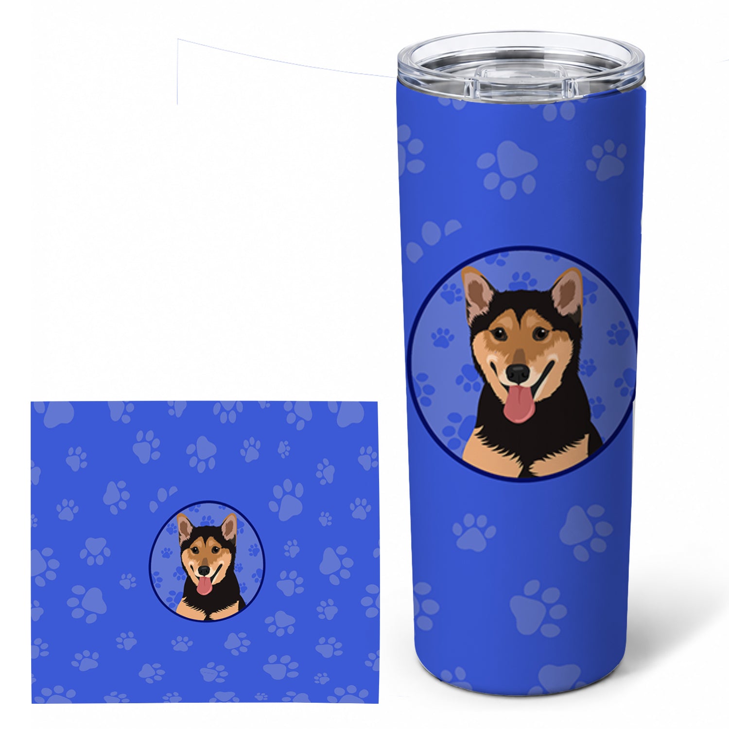 Shiba Inu Black and Tan  Stainless Steel Skinny Tumbler 20 oz Vacuum Double Walled Reusable Insulated Travel Cup