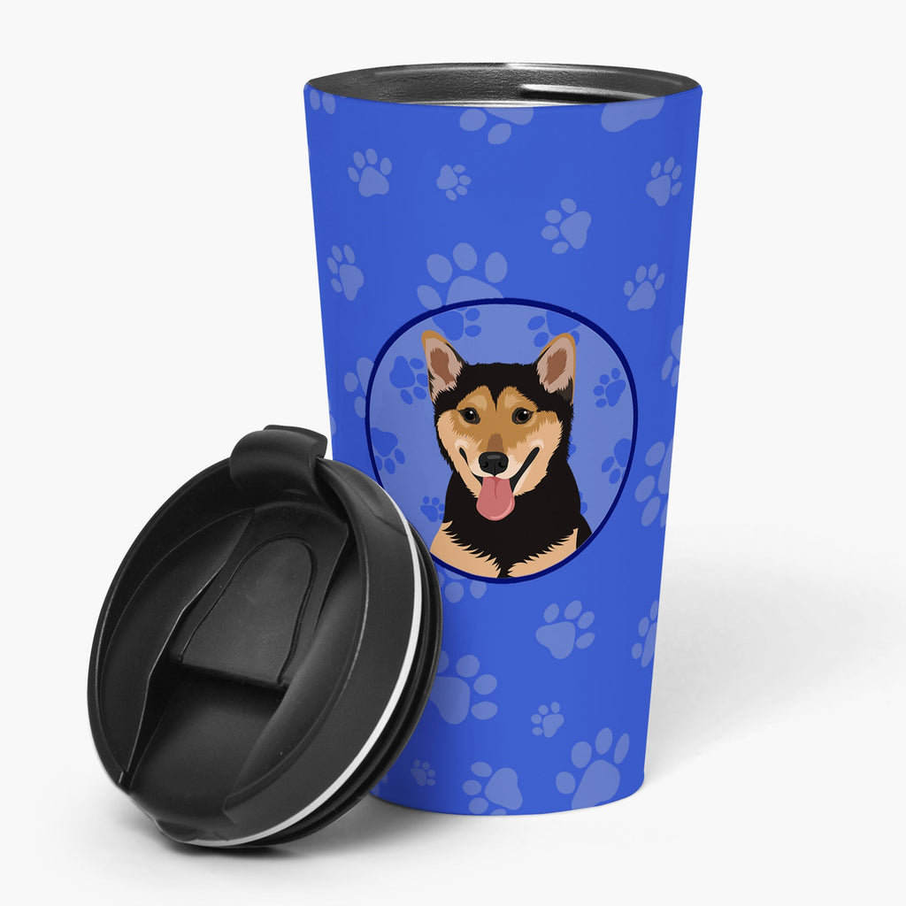 Shiba Inu Black and Tan  Stainless Steel 16 oz  Tumbler Blue Insulated Tumbler with Lid, Cute Travel Cup for Coffee, Cocktails, Gift Men, Dad, Women, Mother
