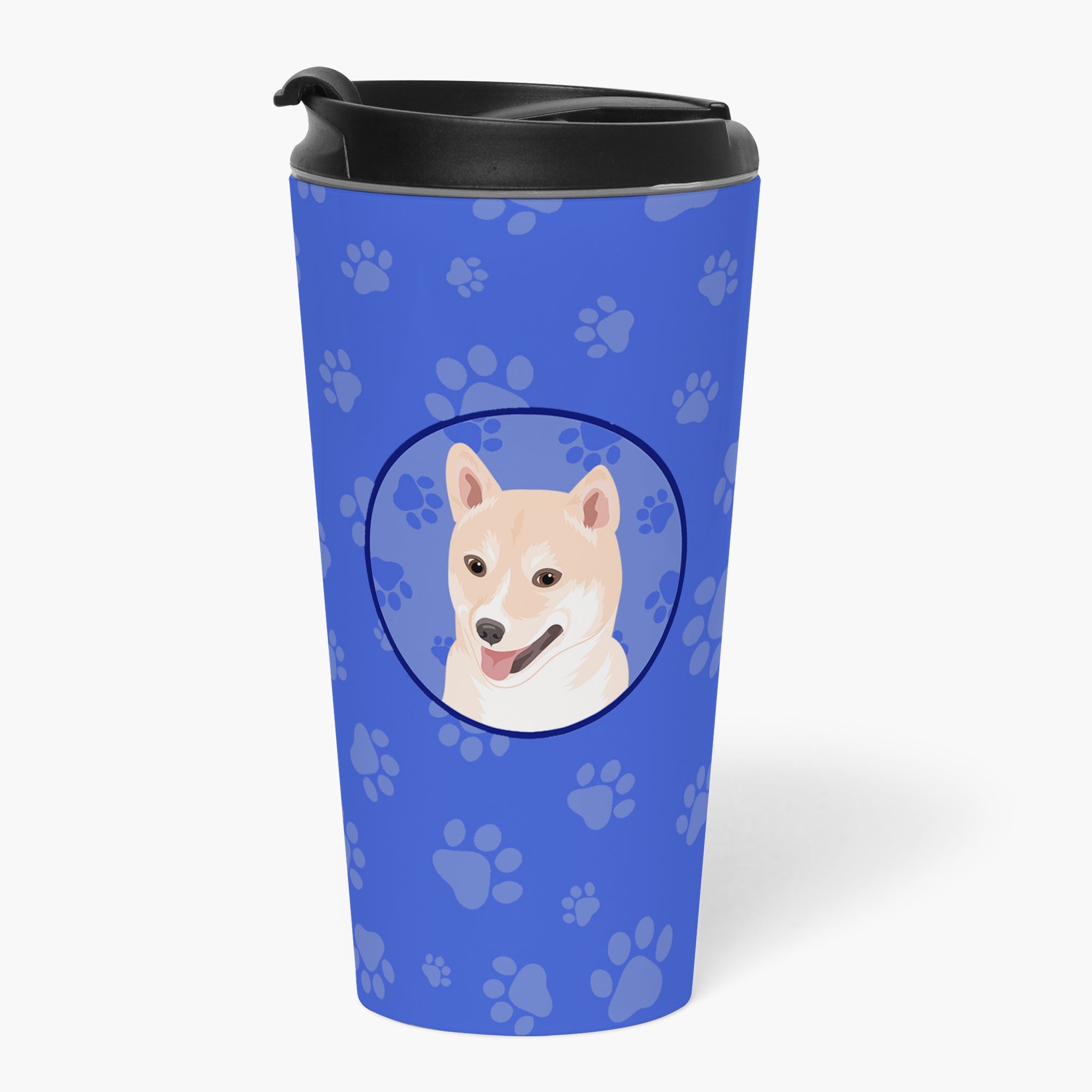 Shiba Inu Cream #2  Stainless Steel 16 oz  Tumbler Blue Insulated Tumbler with Lid, Cute Travel Cup for Coffee, Cocktails, Gift Men, Dad, Women, Mother