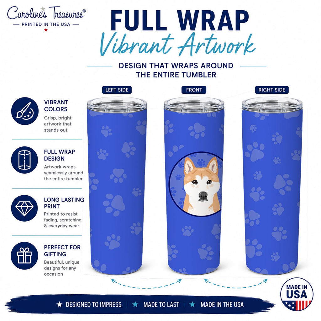 Shiba Inu Red #1  Stainless Steel Skinny Tumbler 20 oz Vacuum Double Walled Reusable Insulated Travel Cup