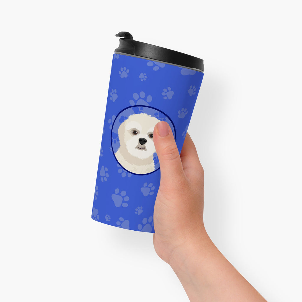 Shih-Tzu Gold #3  Stainless Steel 16 oz  Tumbler Blue Insulated Tumbler with Lid, Cute Travel Cup for Coffee, Cocktails, Gift Men, Dad, Women, Mother