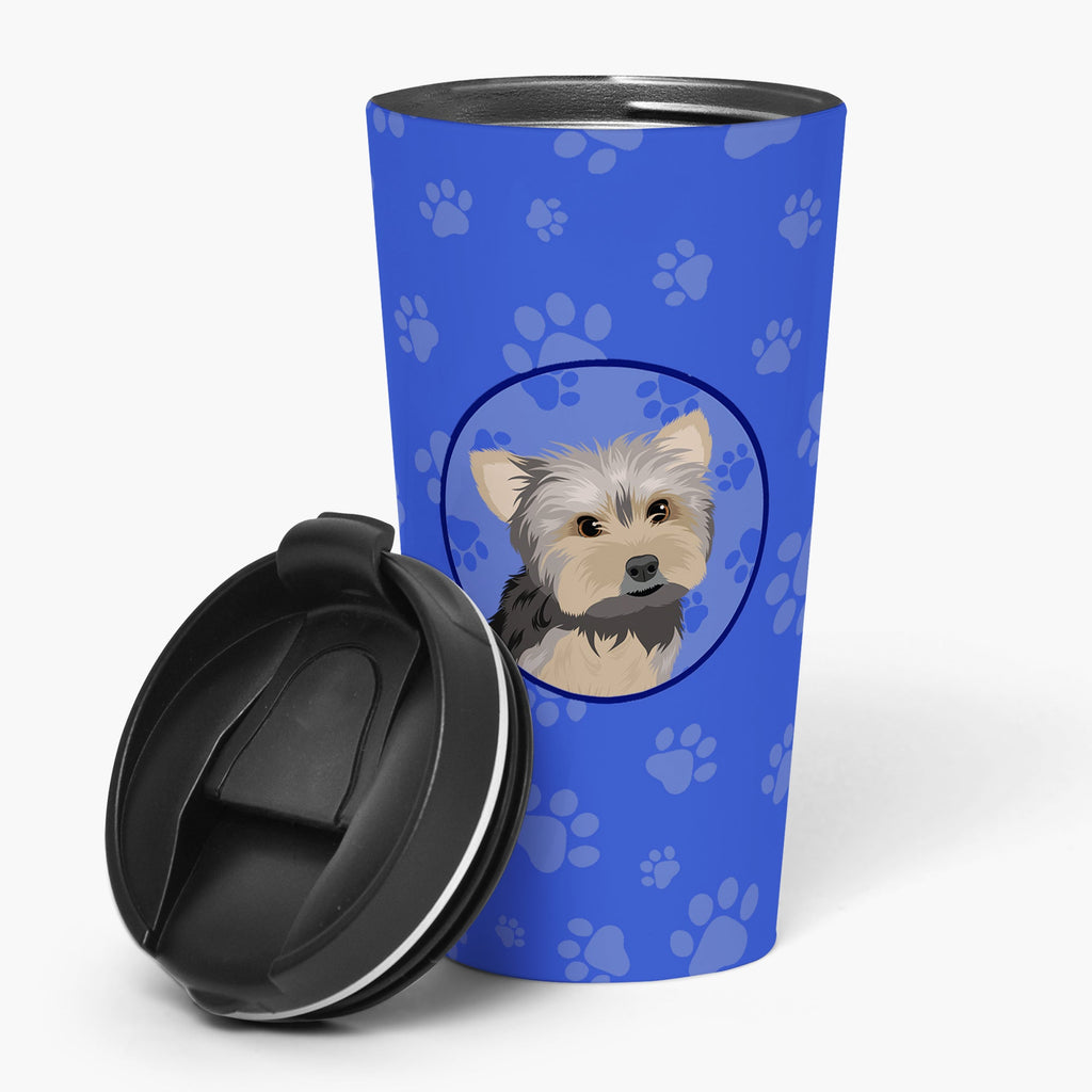 Yorkie Blue and Tan #2  Stainless Steel 16 oz  Tumbler Blue Insulated Tumbler with Lid, Cute Travel Cup for Coffee, Cocktails, Gift Men, Dad, Women, Mother