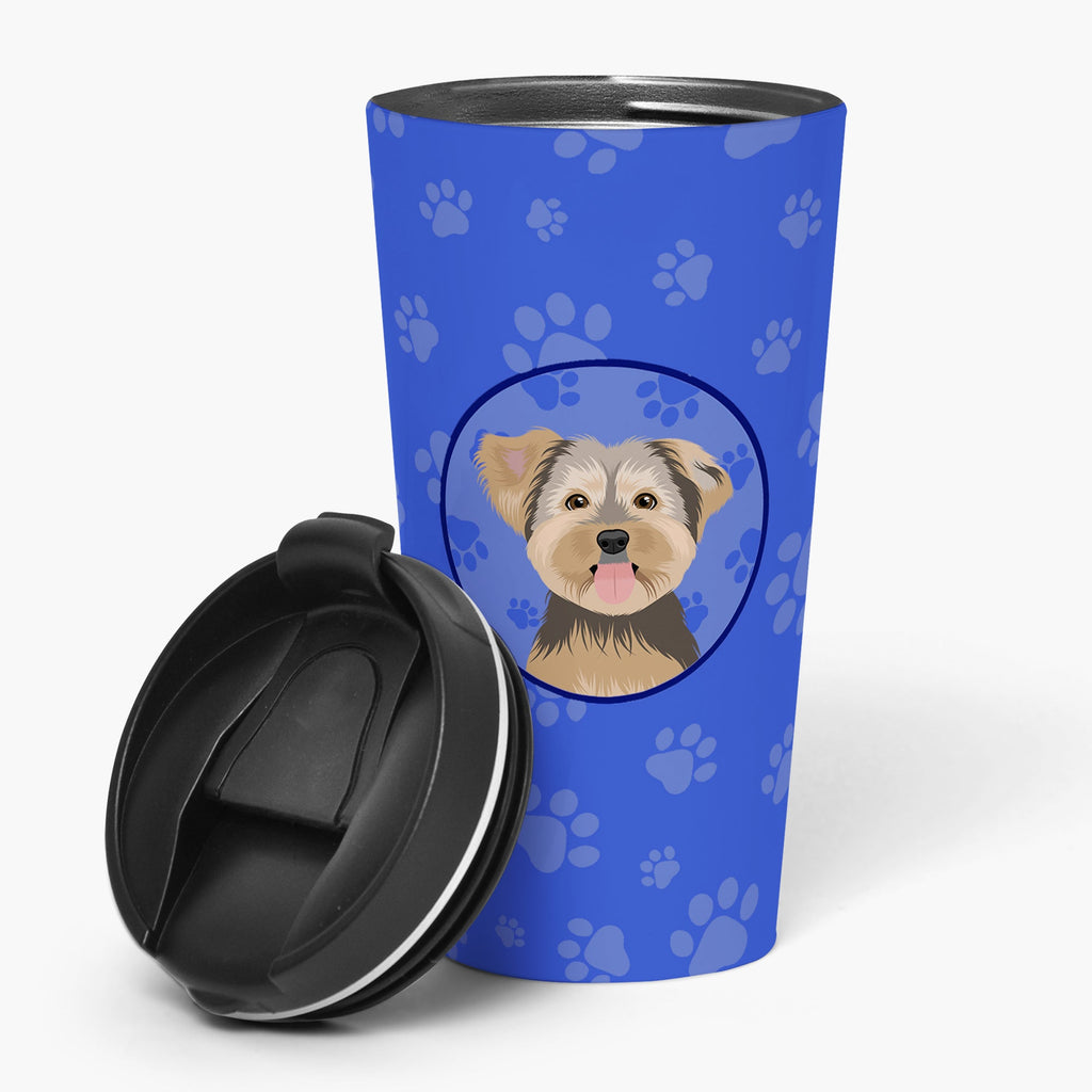 Yorkie Chocolate #2  Stainless Steel 16 oz  Tumbler Blue Insulated Tumbler with Lid, Cute Travel Cup for Coffee, Cocktails, Gift Men, Dad, Women, Mother
