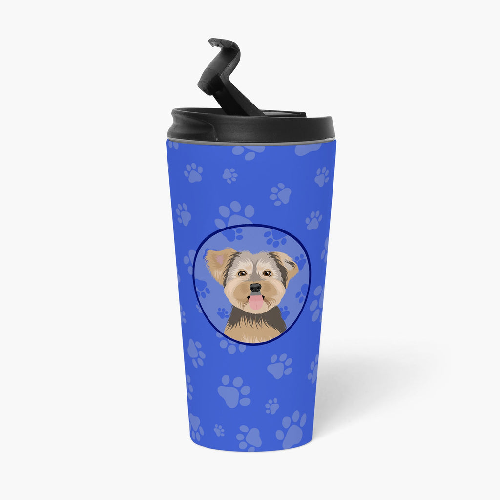 Yorkie Chocolate #2  Stainless Steel 16 oz  Tumbler Blue Insulated Tumbler with Lid, Cute Travel Cup for Coffee, Cocktails, Gift Men, Dad, Women, Mother
