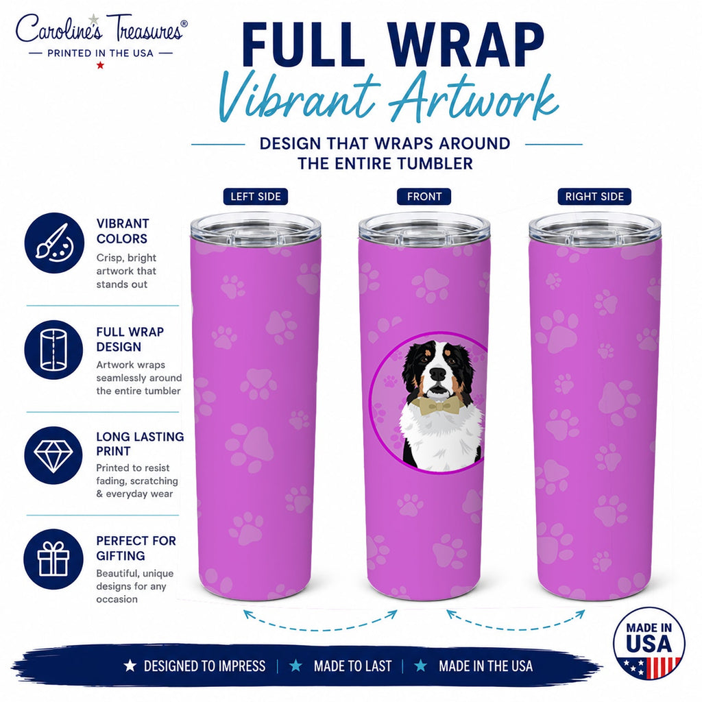 Bernese Mountain Dog #2 Stainless Steel Skinny Tumbler 20 oz Vacuum Double Walled Reusable Insulated Travel Cup