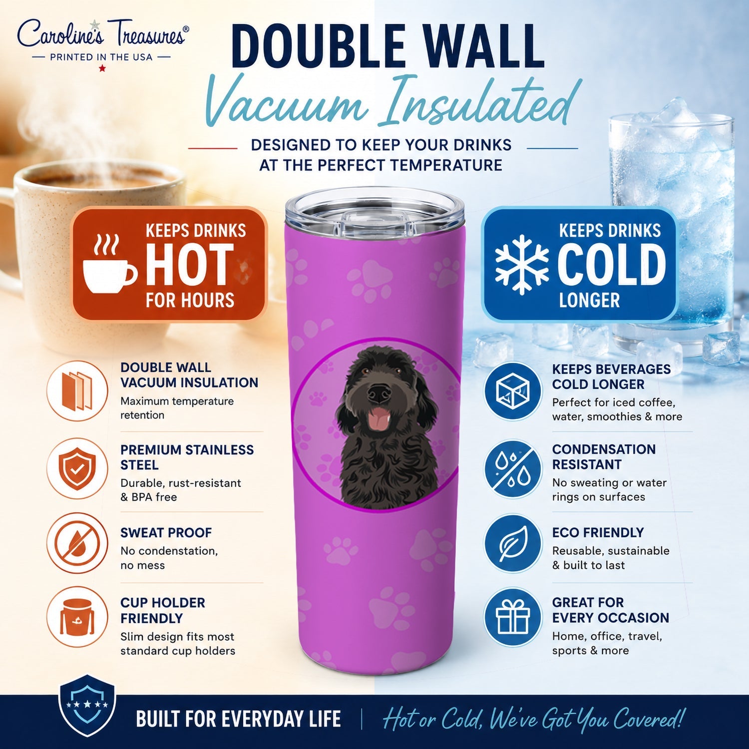 Doodle Black #1 Stainless Steel Skinny Tumbler 20 oz Vacuum Double Walled Reusable Insulated Travel Cup