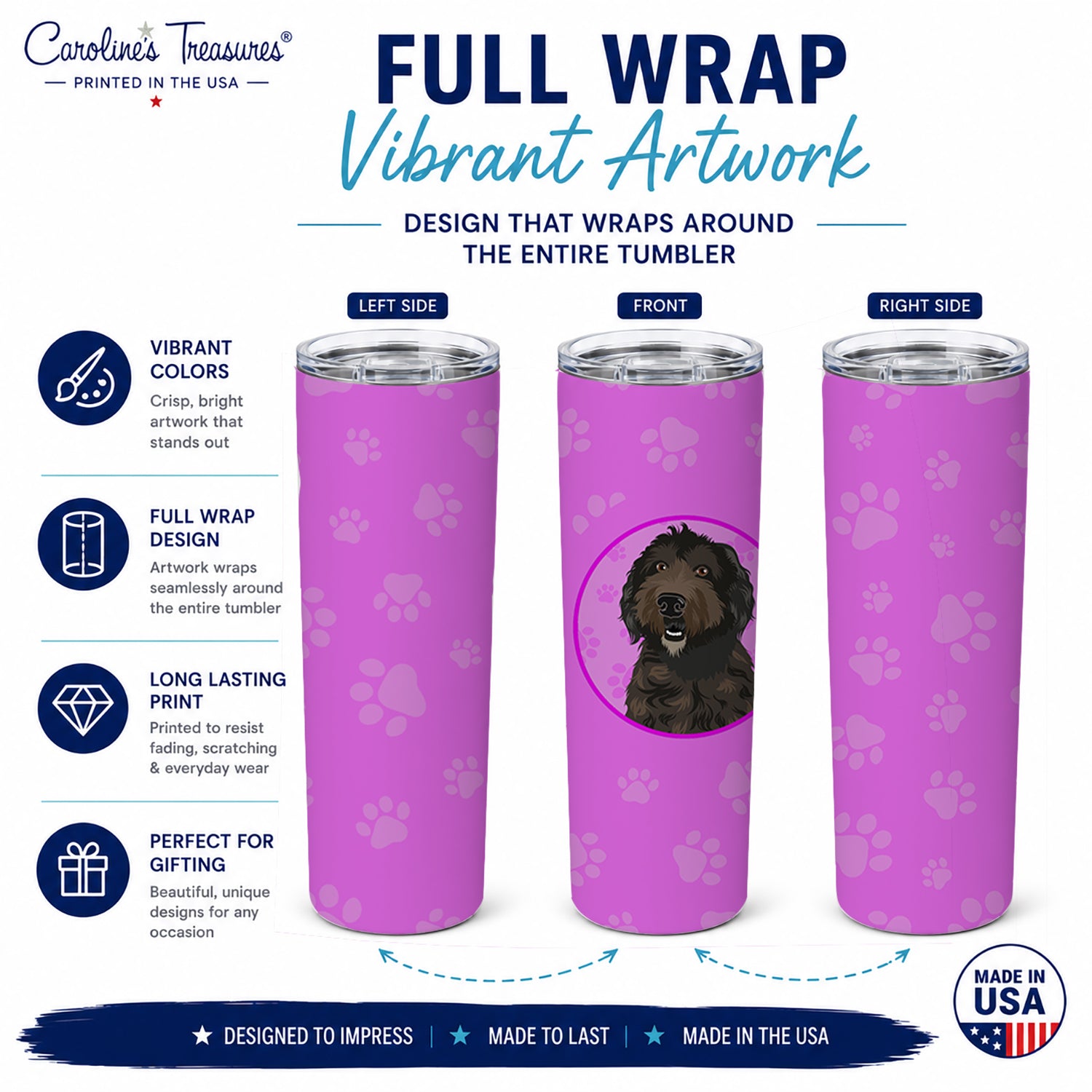 Doodle Chocolate #1 Stainless Steel Skinny Tumbler 20 oz Vacuum Double Walled Reusable Insulated Travel Cup