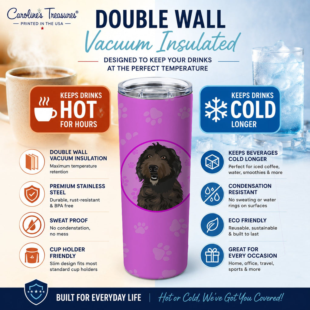 Doodle Chocolate #1 Stainless Steel Skinny Tumbler 20 oz Vacuum Double Walled Reusable Insulated Travel Cup