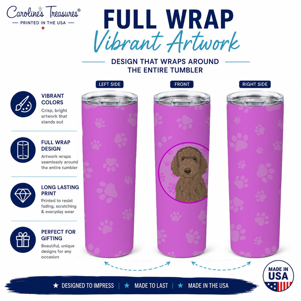 Doodle Chocolate #2 Stainless Steel Skinny Tumbler 20 oz Vacuum Double Walled Reusable Insulated Travel Cup
