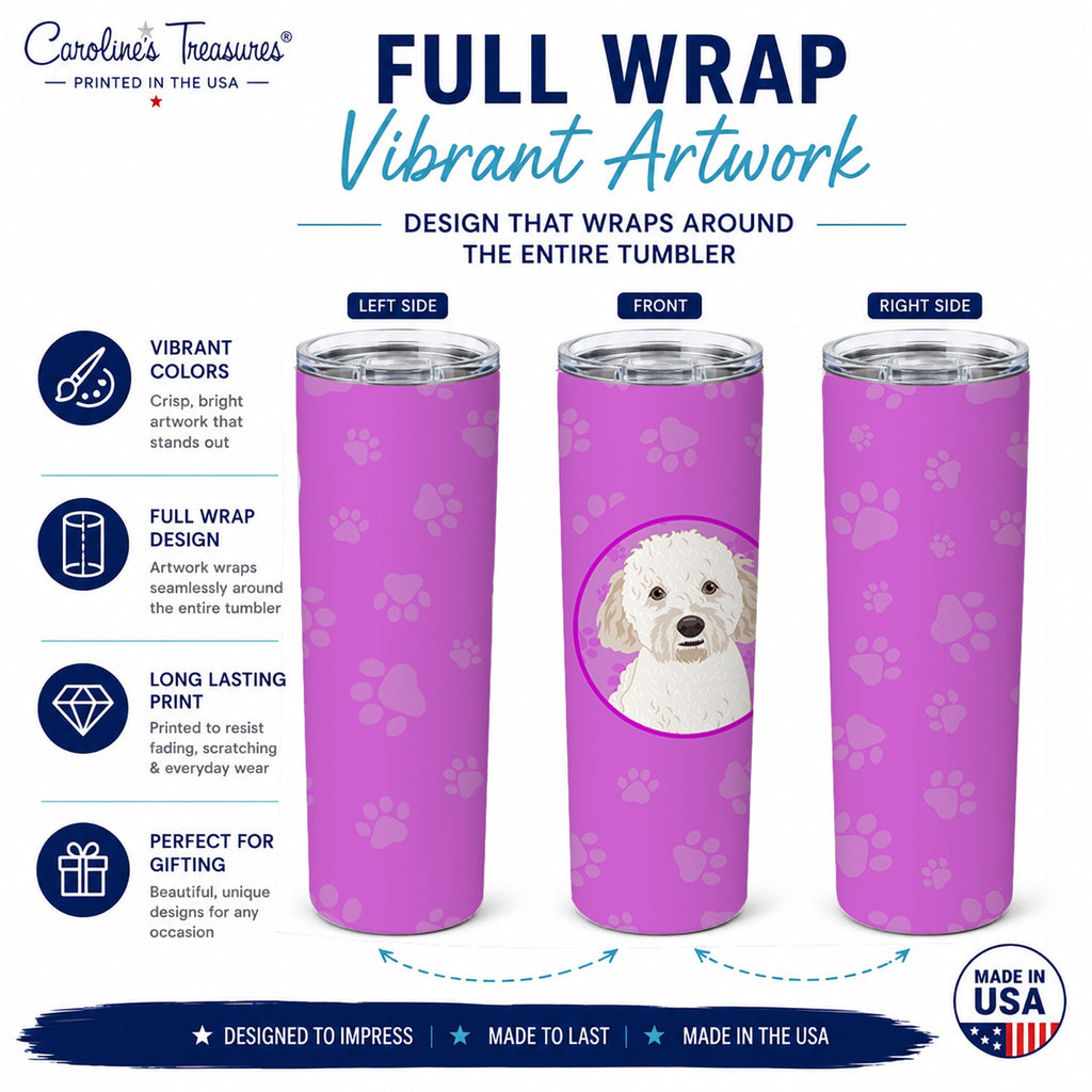 Doodle Cream #4 Stainless Steel Skinny Tumbler 20 oz Vacuum Double Walled Reusable Insulated Travel Cup