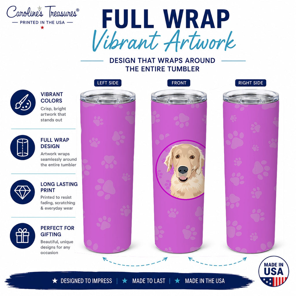 Golden Retriever Fawn #2 Stainless Steel Skinny Tumbler 20 oz Vacuum Double Walled Reusable Insulated Travel Cup