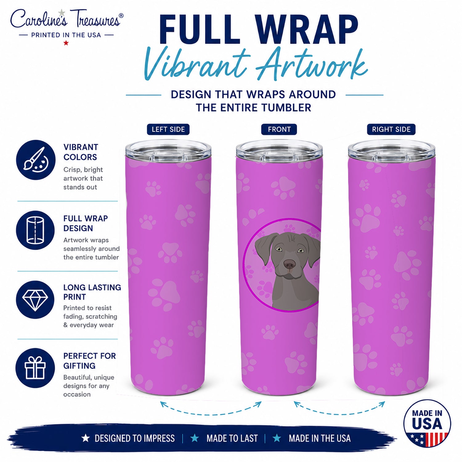 Labrador Retriever Gray Puppy Stainless Steel Skinny Tumbler 20 oz Vacuum Double Walled Reusable Insulated Travel Cup