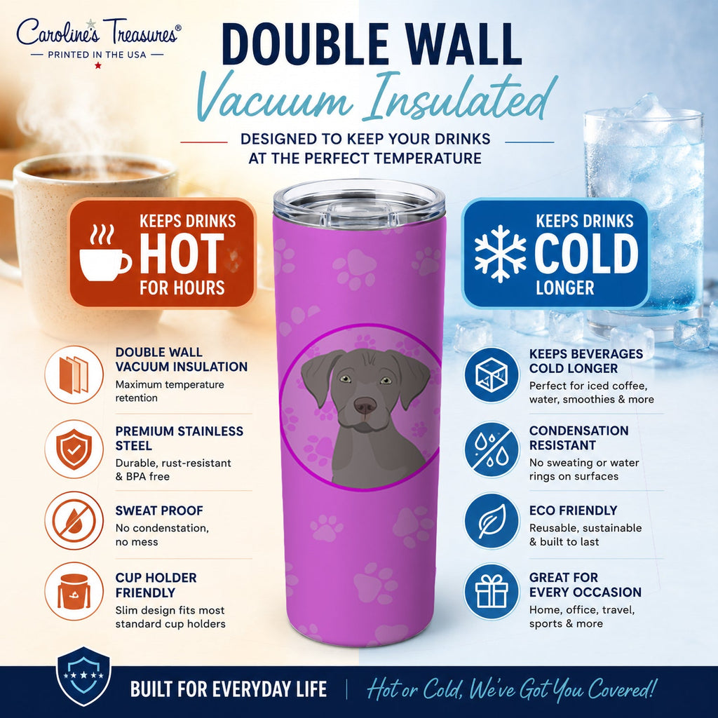 Labrador Retriever Gray Puppy Stainless Steel Skinny Tumbler 20 oz Vacuum Double Walled Reusable Insulated Travel Cup