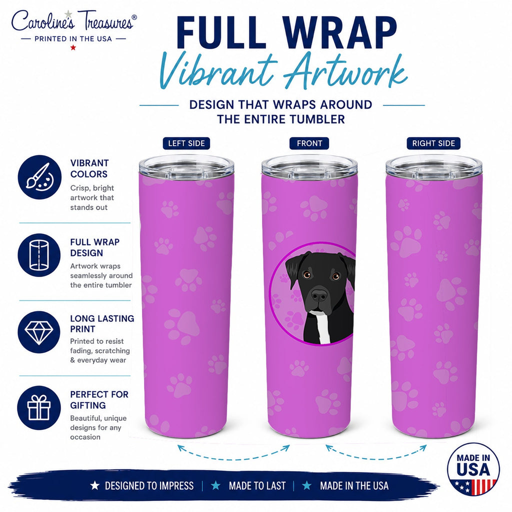 Pit Bull Black #1 Stainless Steel Skinny Tumbler 20 oz Vacuum Double Walled Reusable Insulated Travel Cup