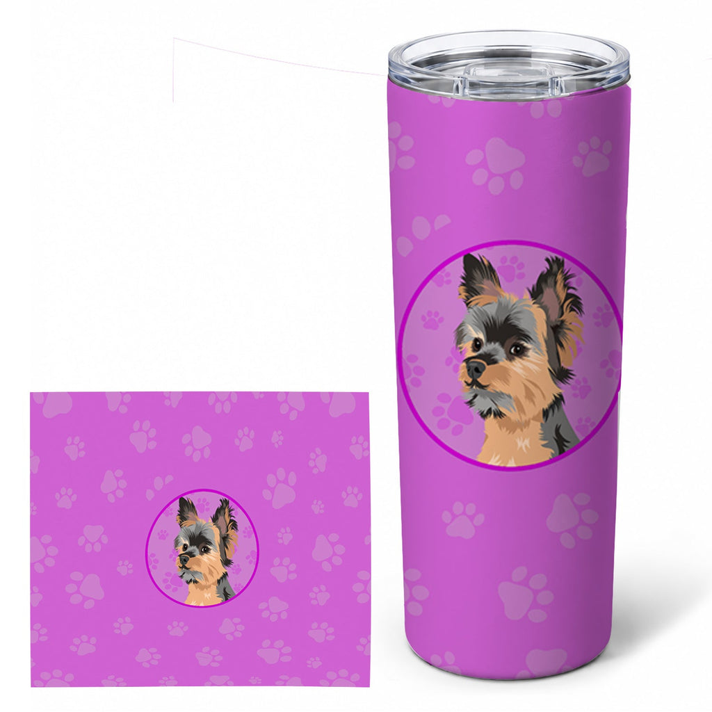 Yorkie Black and Gold #2 Stainless Steel Skinny Tumbler 20 oz Vacuum Double Walled Reusable Insulated Travel Cup