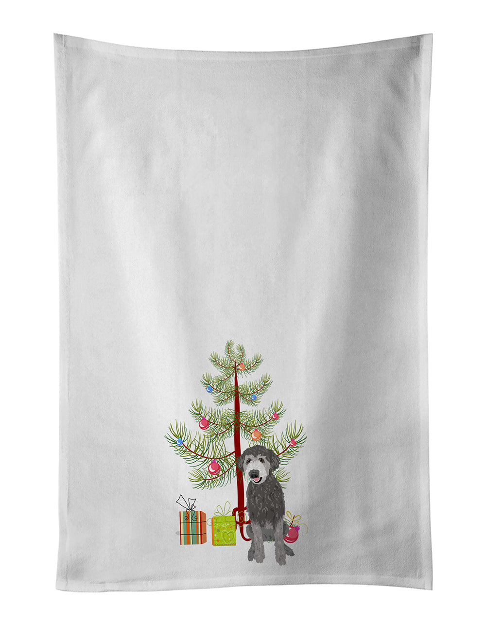 Doodle Silver #2 Christmas Kitchen Towel Set of 2 White Dish Towels Decorative Bathroom Hand towel for Hand, Face, Hair, Yoga, Tea, Dishcloth, 19 X 28", White