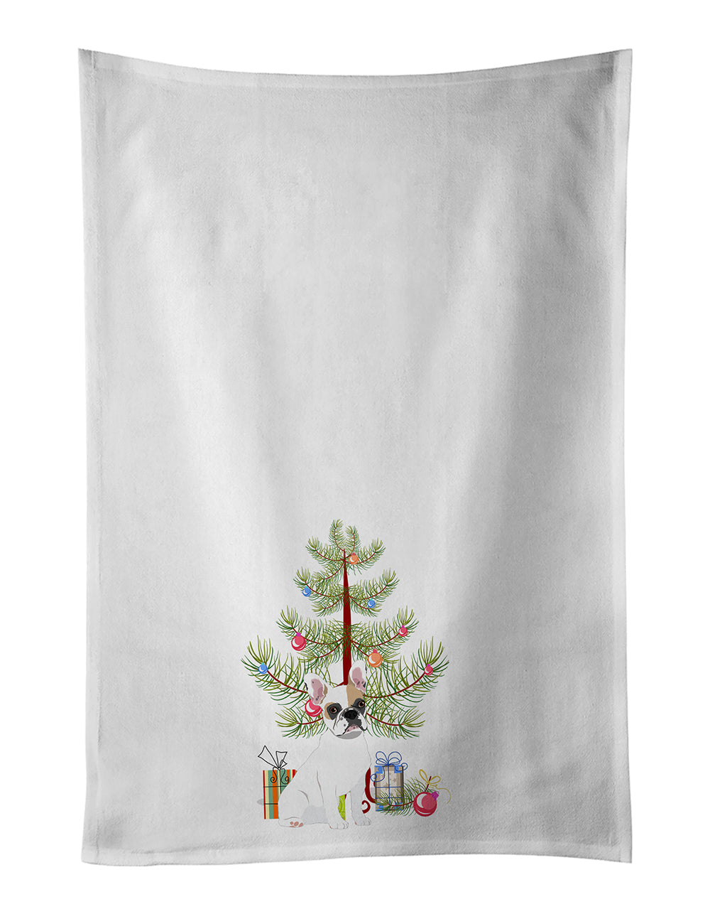 French Bulldog White #1 Christmas Kitchen Towel Set of 2 White Dish Towels Decorative Bathroom Hand towel for Hand, Face, Hair, Yoga, Tea, Dishcloth, 19 X 28", White