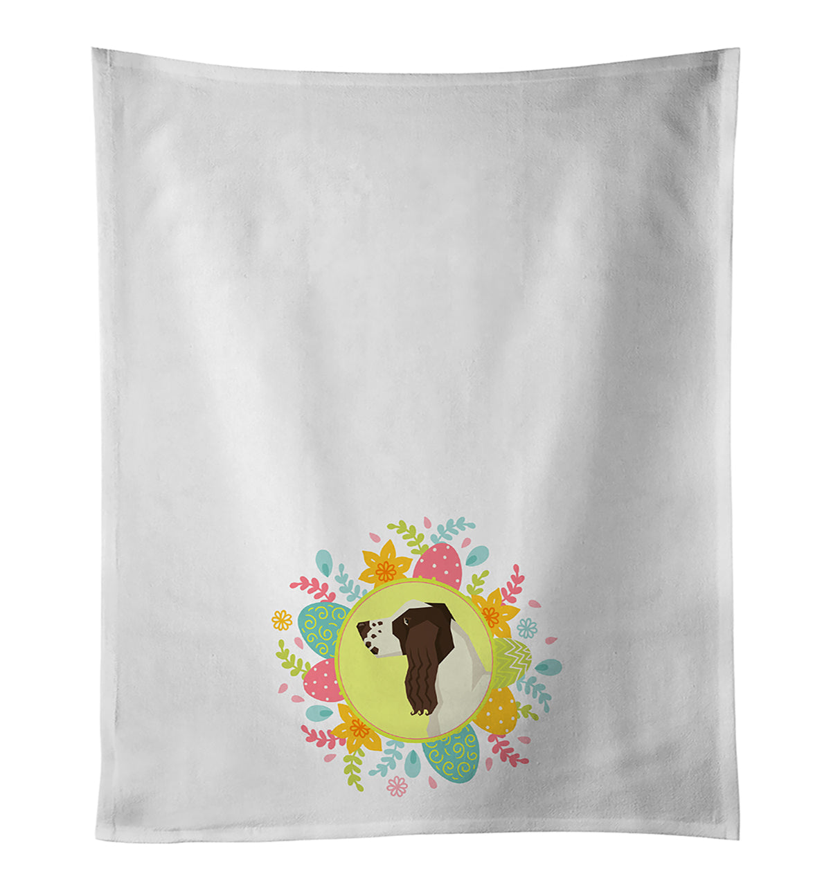 English Springer Spaniel Easter Kitchen Towel Set of 2 White Dish Towels Decorative Bathroom Hand towel for Hand, Face, Hair, Yoga, Tea, Dishcloth, 19 X 28", White