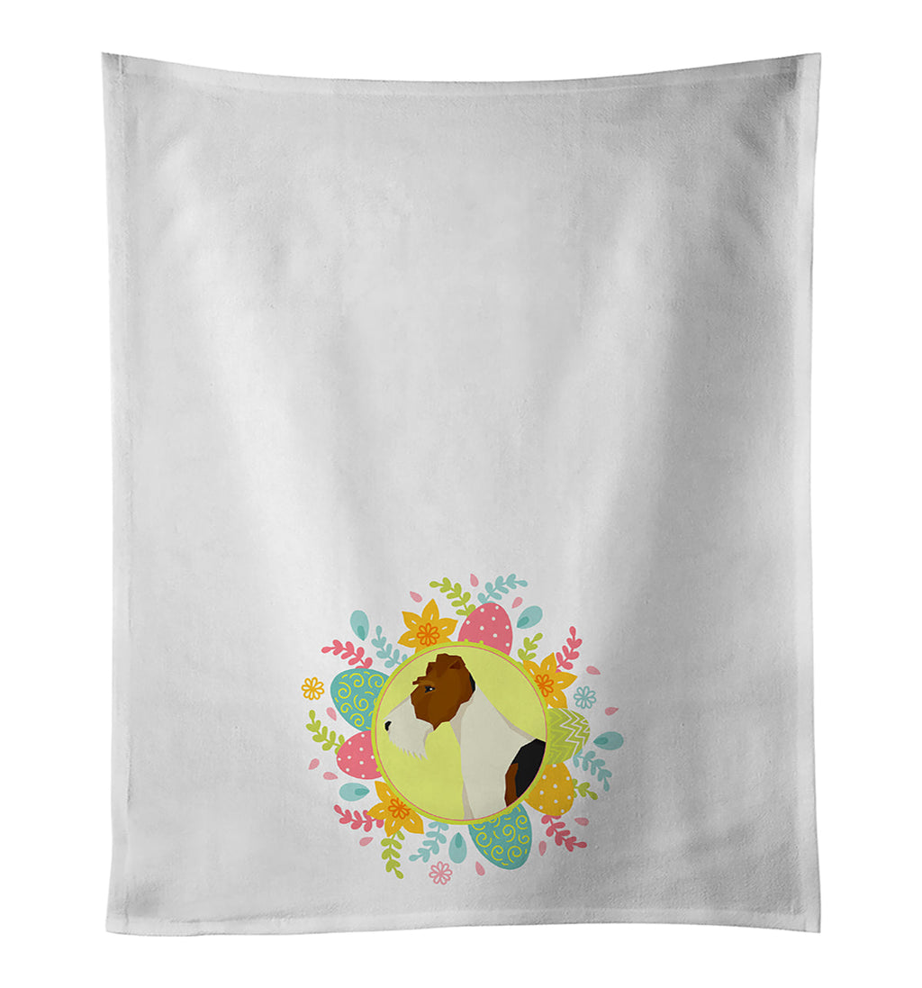 Fox Terrier Easter Kitchen Towel Set of 2 White Dish Towels Decorative Bathroom Hand towel for Hand, Face, Hair, Yoga, Tea, Dishcloth, 19 X 28", White