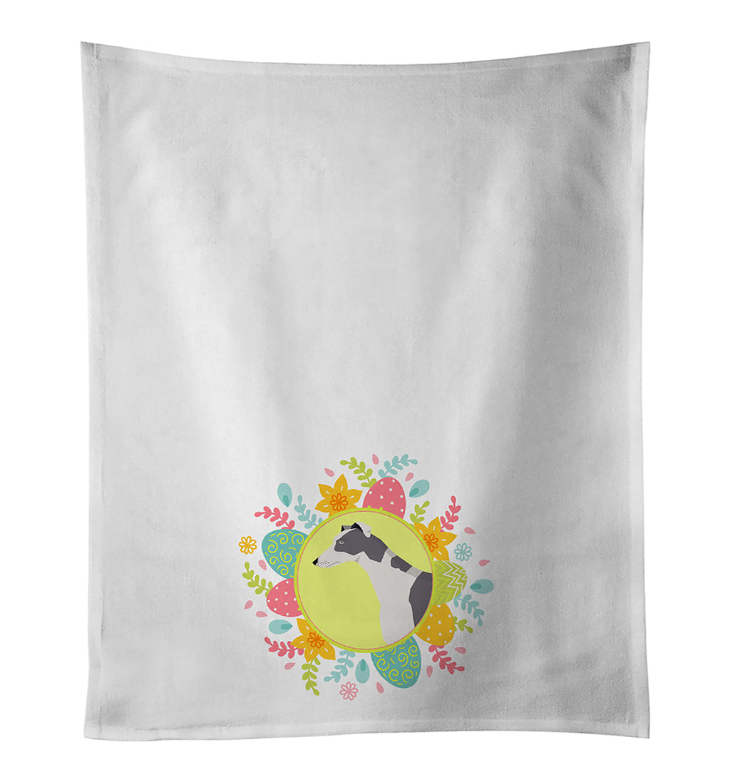 Greyhound Easter Kitchen Towel Set of 2 White Dish Towels Decorative Bathroom Hand towel for Hand, Face, Hair, Yoga, Tea, Dishcloth, 19 X 28", White