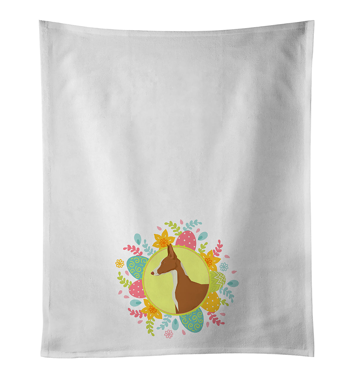 Ibizan Hound Easter Kitchen Towel Set of 2 White Dish Towels Decorative Bathroom Hand towel for Hand, Face, Hair, Yoga, Tea, Dishcloth, 19 X 28", White