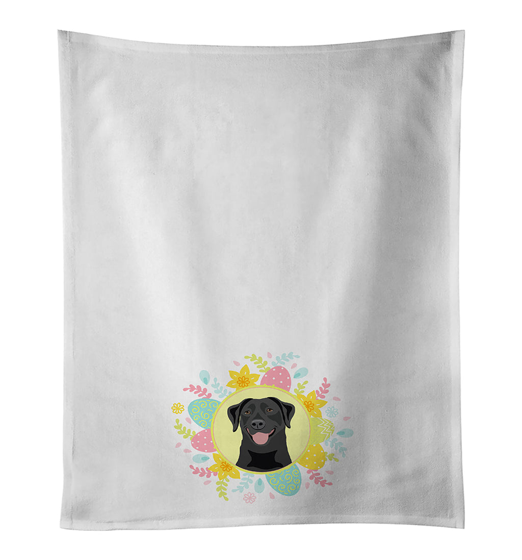 Labrador Retriever Black #1 Easter Kitchen Towel Set of 2 White Dish Towels Decorative Bathroom Hand towel for Hand, Face, Hair, Yoga, Tea, Dishcloth, 19 X 28", White
