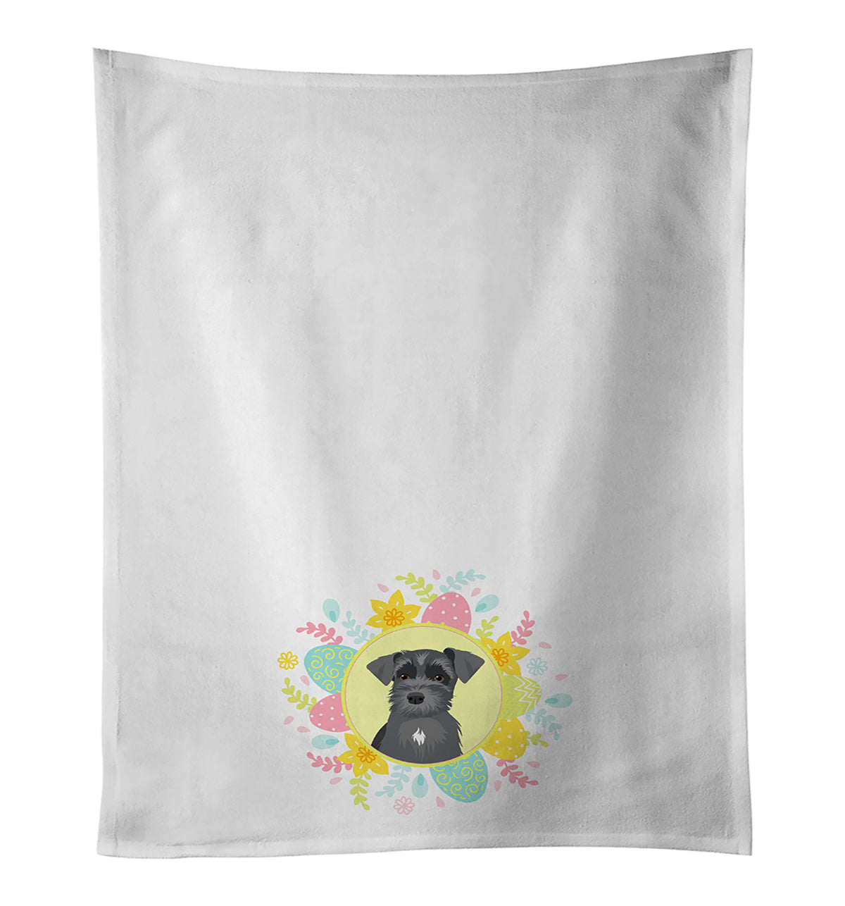 Schnauzer Black #1 Easter Kitchen Towel Set of 2 White Dish Towels Decorative Bathroom Hand towel for Hand, Face, Hair, Yoga, Tea, Dishcloth, 19 X 28", White
