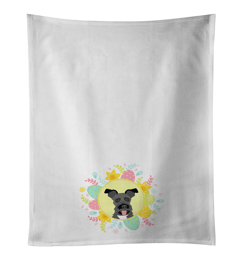 Schnauzer Black #3 Easter Kitchen Towel Set of 2 White Dish Towels Decorative Bathroom Hand towel for Hand, Face, Hair, Yoga, Tea, Dishcloth, 19 X 28", White