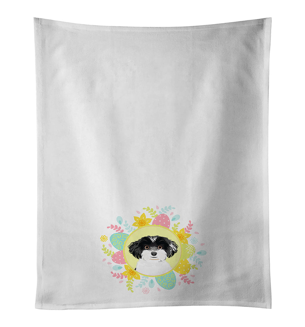 Shih-Tzu Black and White #4 Easter Kitchen Towel Set of 2 White Dish Towels Decorative Bathroom Hand towel for Hand, Face, Hair, Yoga, Tea, Dishcloth, 19 X 28", White