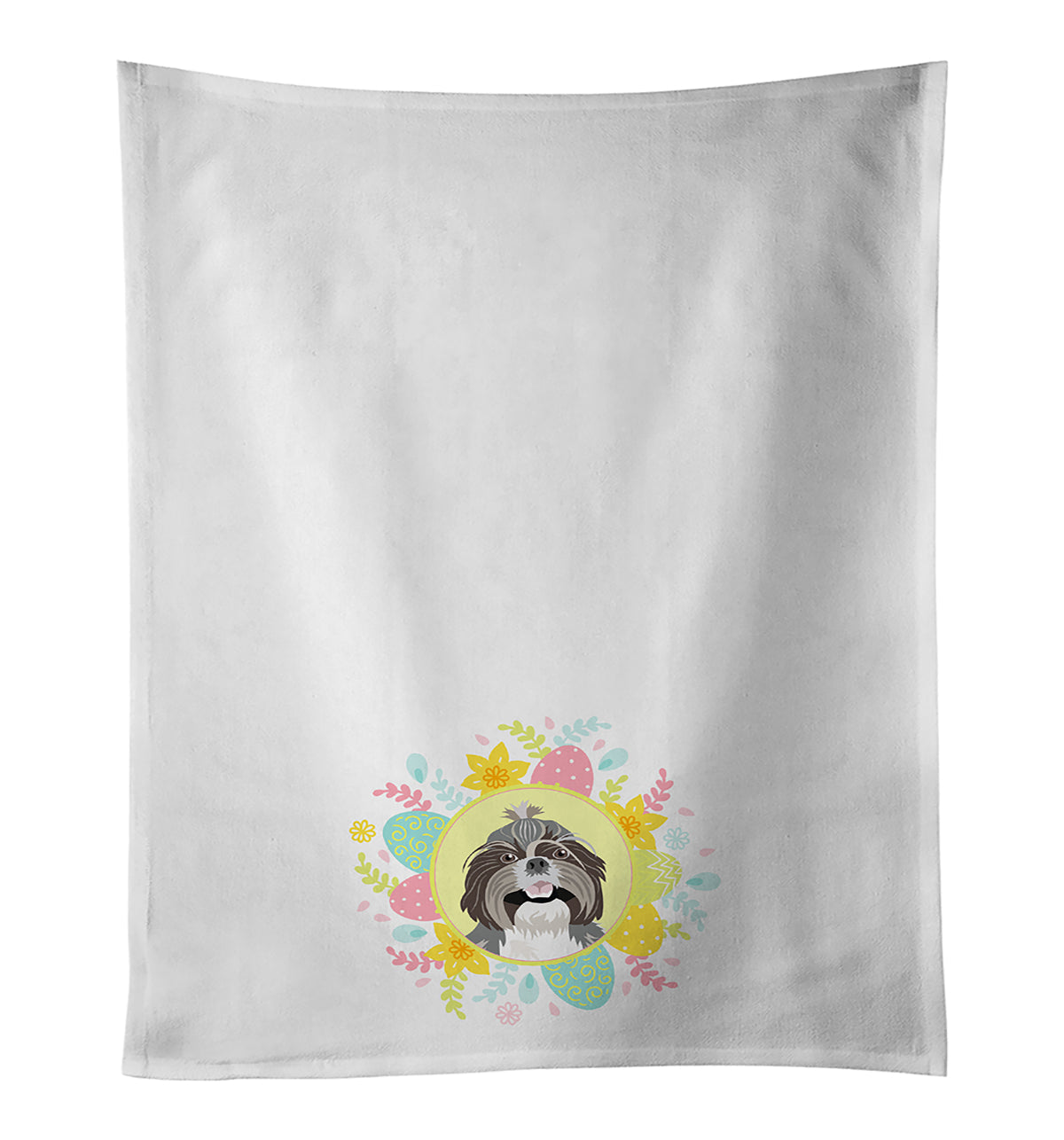 Shih-Tzu Silver and White #2 Easter Kitchen Towel Set of 2 White Dish Towels Decorative Bathroom Hand towel for Hand, Face, Hair, Yoga, Tea, Dishcloth, 19 X 28", White