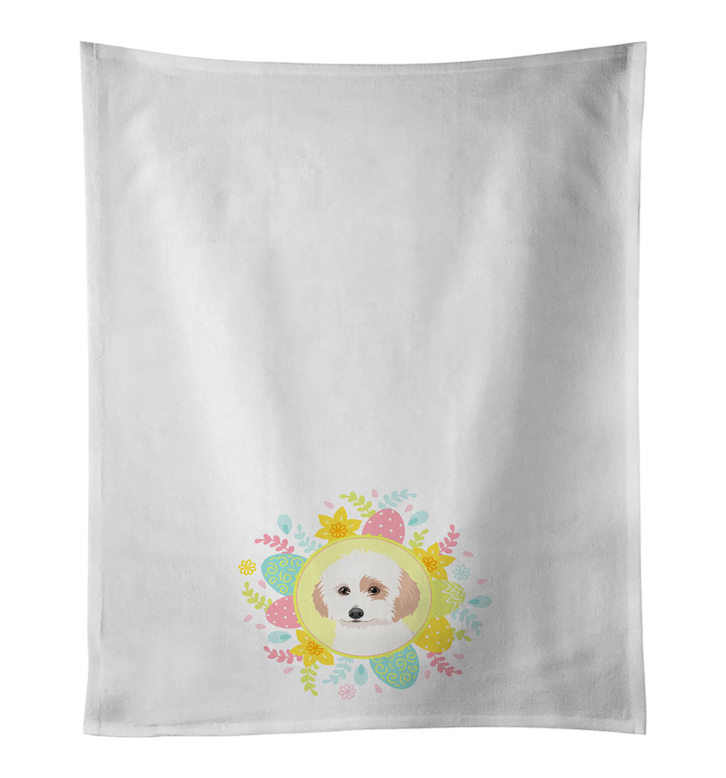 Shih-Tzu White and Red Easter Kitchen Towel Set of 2 White Dish Towels Decorative Bathroom Hand towel for Hand, Face, Hair, Yoga, Tea, Dishcloth, 19 X 28", White