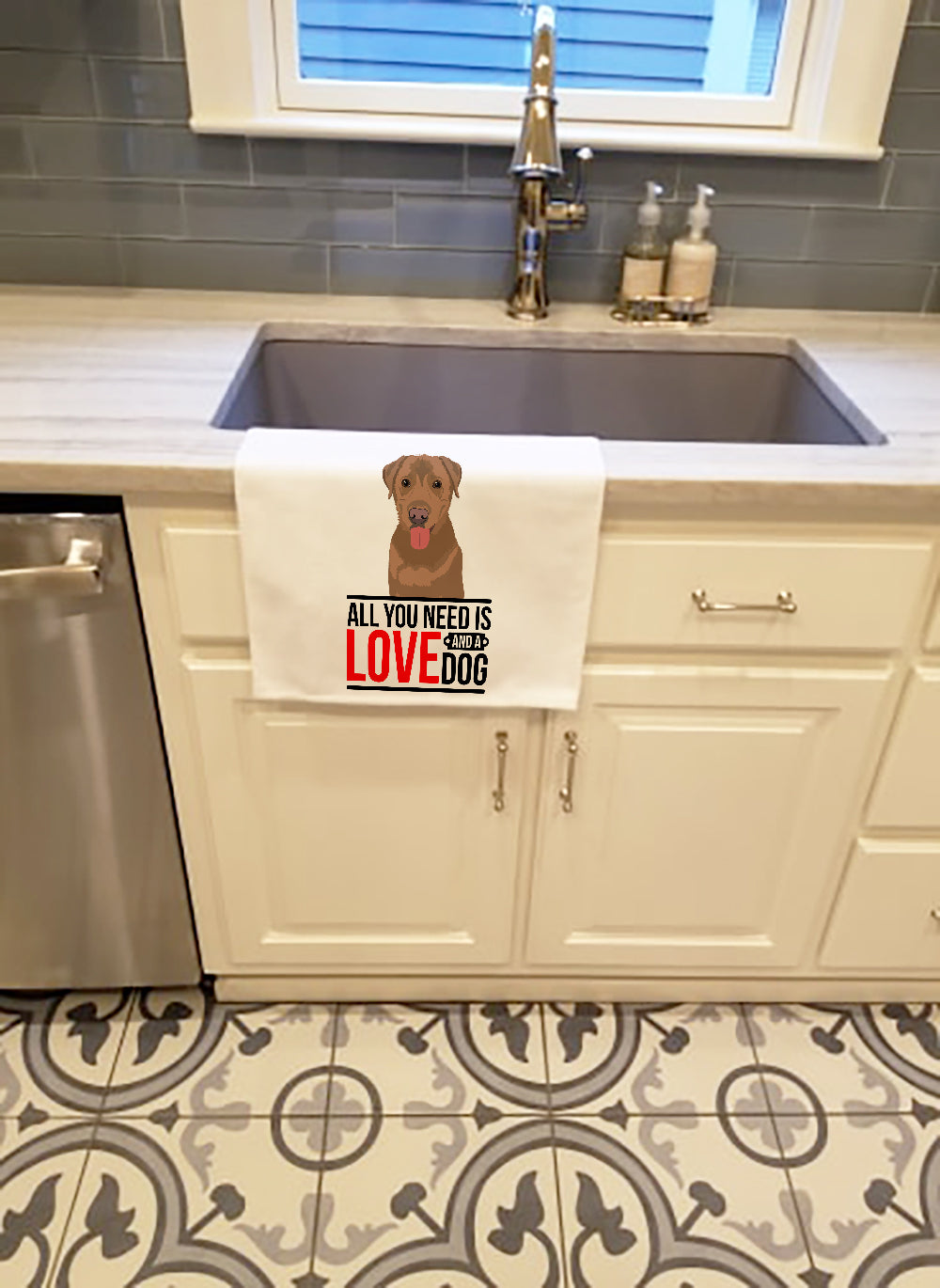 Labrador Retriever Red  Kitchen Towel Set of 2 White Dish Towels Decorative Bathroom Hand towel for Hand, Face, Hair, Yoga, Tea, Dishcloth, 19 X 28", White