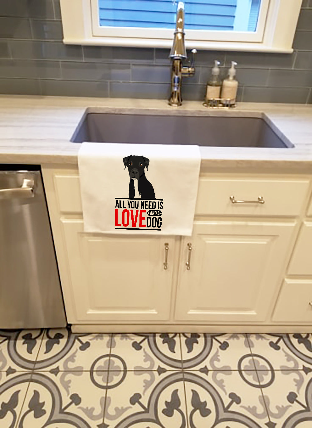 Pit Bull Black #1  Kitchen Towel Set of 2 White Dish Towels Decorative Bathroom Hand towel for Hand, Face, Hair, Yoga, Tea, Dishcloth, 19 X 28", White