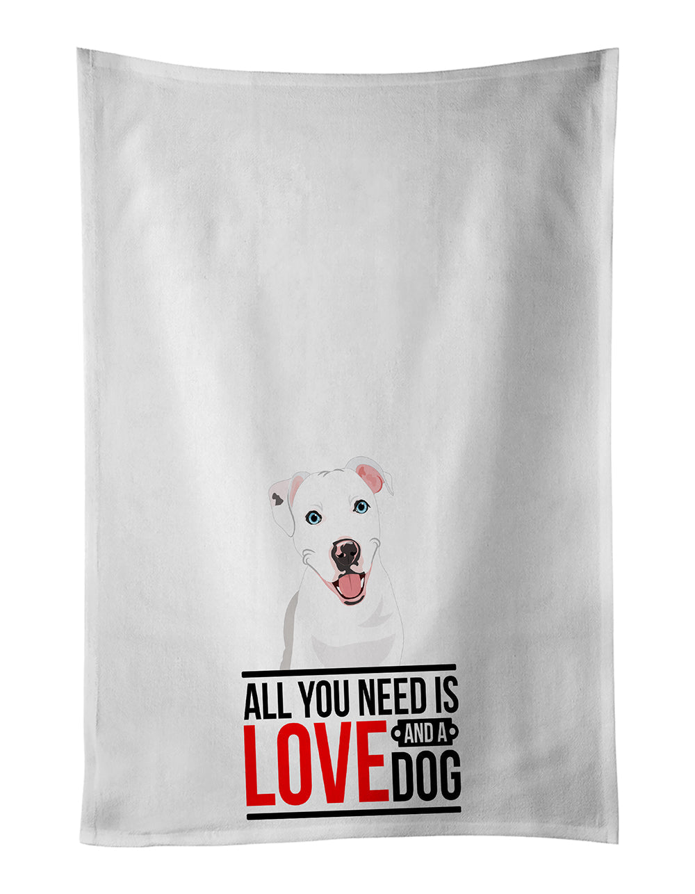 Pit Bull White #1  Kitchen Towel Set of 2 White Dish Towels Decorative Bathroom Hand towel for Hand, Face, Hair, Yoga, Tea, Dishcloth, 19 X 28", White