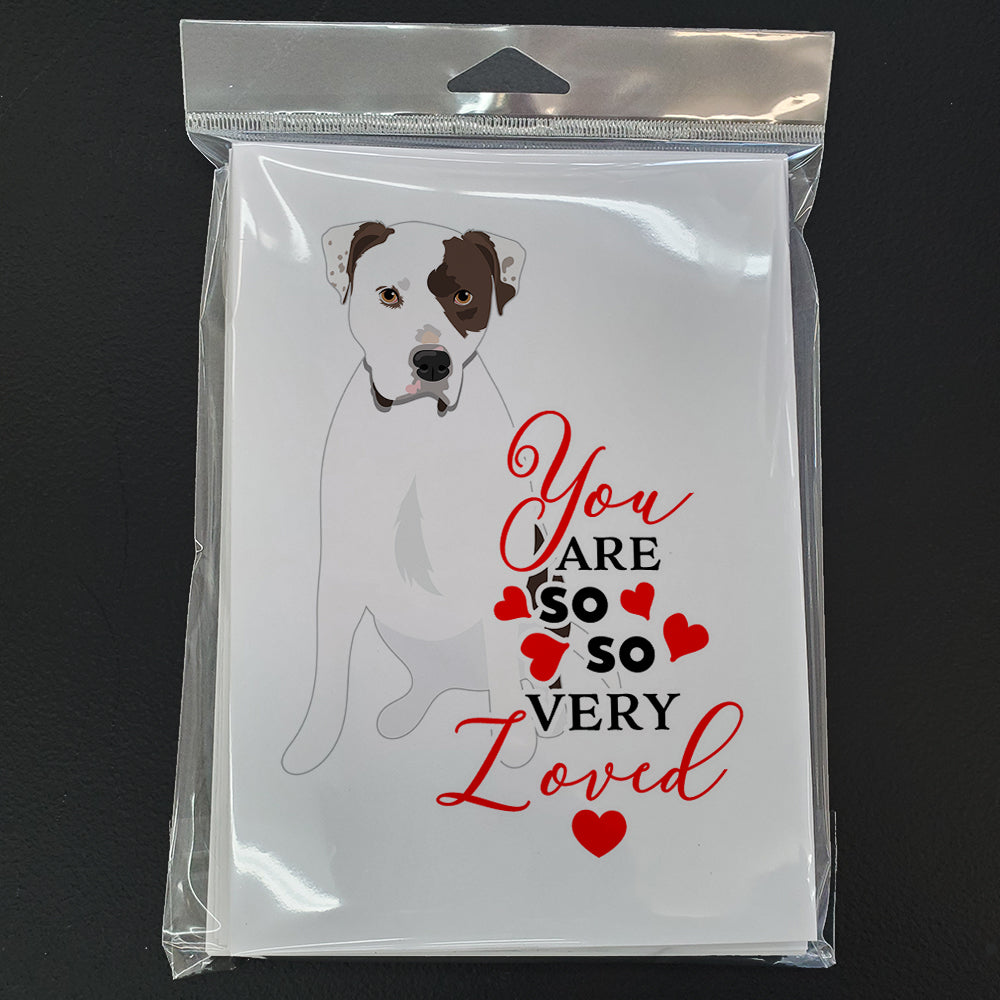 Pit Bull White #2 so Loved Greeting Cards Pack of 8 Blank Cards with Envelopes Whimsical A7 Size 5x7