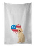 Golden Retriever Gold #1 Patriotic Kitchen Towel Set of 2 White Dish Towels Decorative Bathroom Hand towel for Hand, Face, Hair, Yoga, Tea, Dishcloth, 19 X 28", White