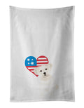 Shih-Tzu Gold #6 Patriotic Kitchen Towel Set of 2 White Dish Towels Decorative Bathroom Hand towel for Hand, Face, Hair, Yoga, Tea, Dishcloth, 19 X 28", White