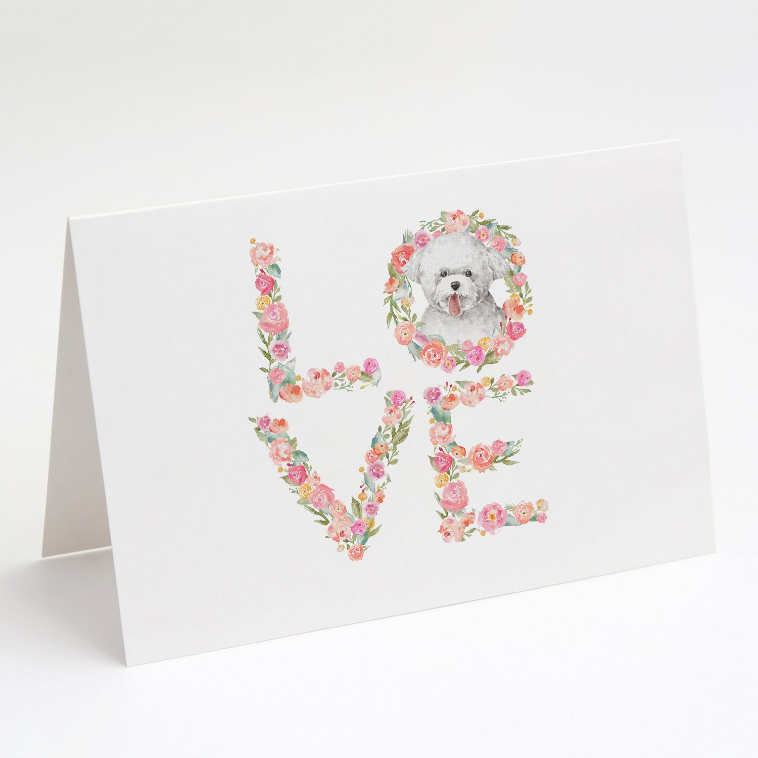 Bichon Frise #7 LOVE Greeting Cards Pack of 8 Blank Cards with Envelopes Whimsical A7 Size 5x7