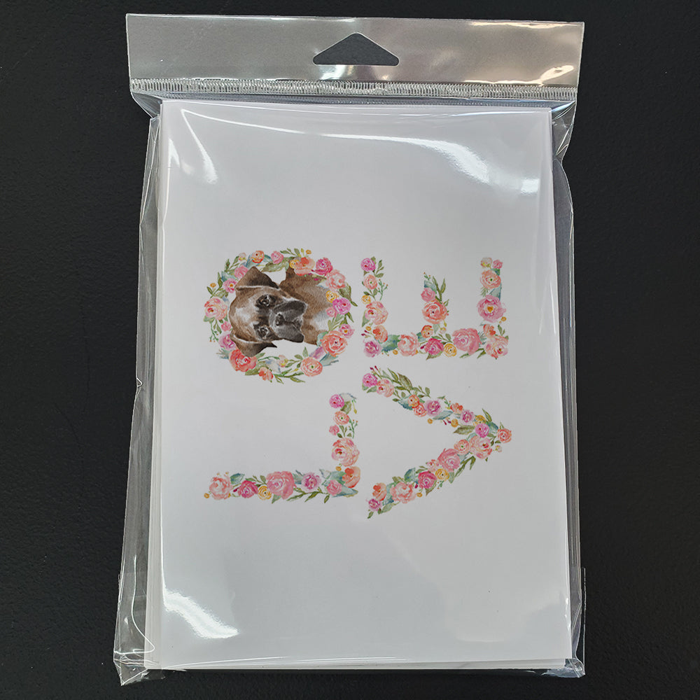 Boxer #2 LOVE Greeting Cards Pack of 8 Blank Cards with Envelopes Whimsical A7 Size 5x7