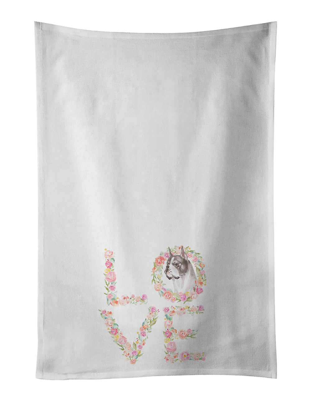 Boxer #4 LOVE Kitchen Towel Set of 2 White Dish Towels Decorative Bathroom Hand towel for Hand, Face, Hair, Yoga, Tea, Dishcloth, 19 X 28", White